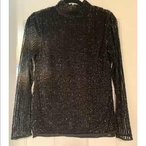 Topshop Black Sequin Blouse | Size 2